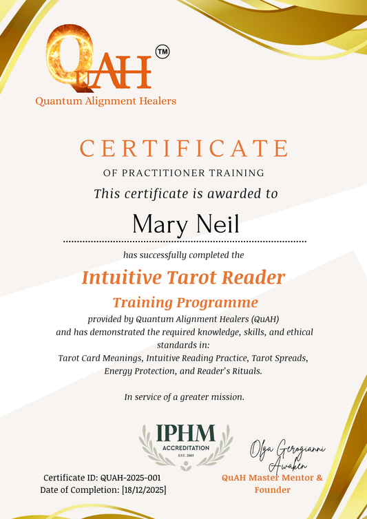 Tarot reading certificate UK from QuAH Academy